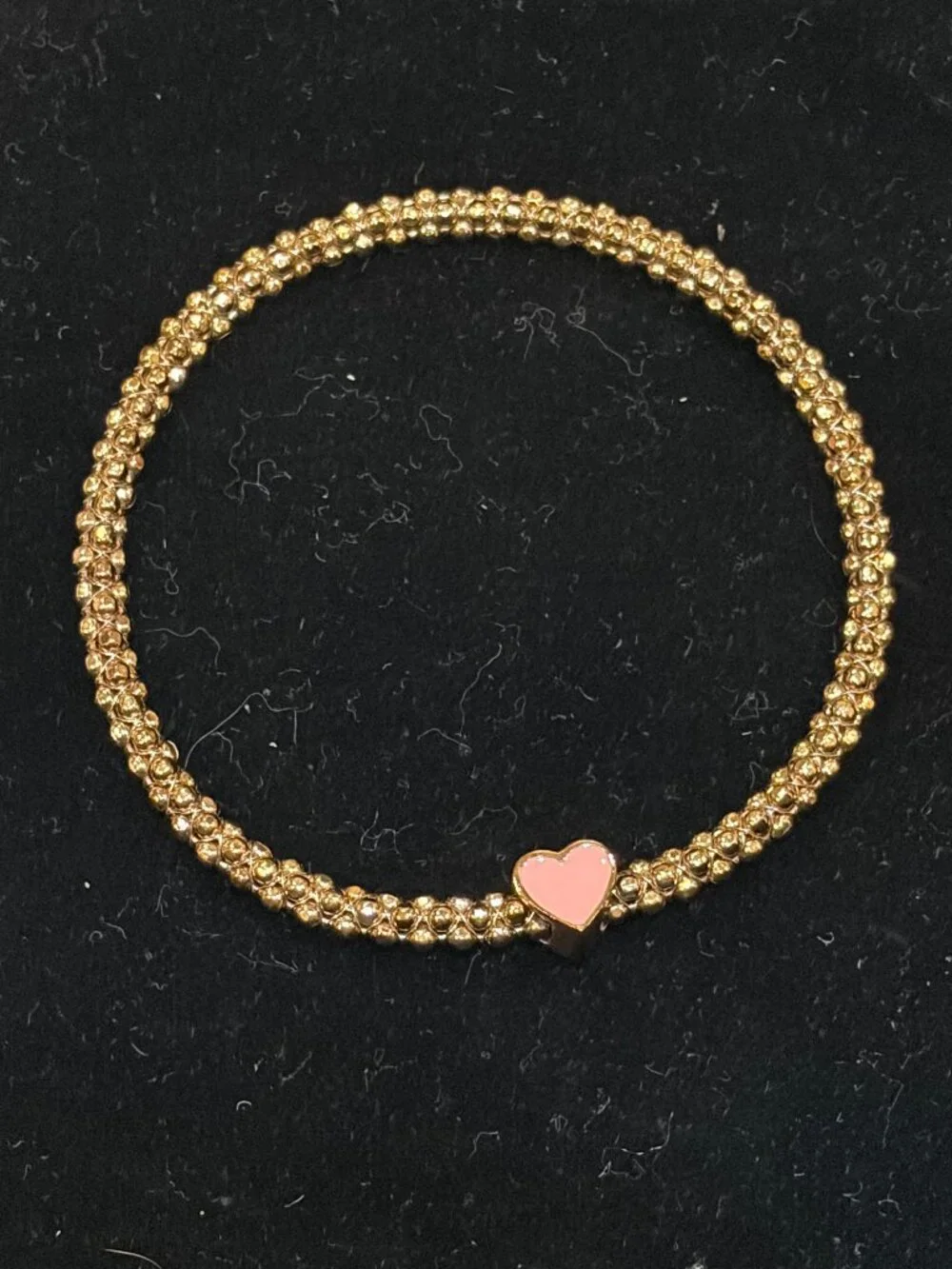 Mignon Faget, Rose Gold Halo Bangle, Faceted, Size M, Pink Heart Accent Charm